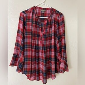 Style & Co. Women's Plaid Blouse - Red and Pink